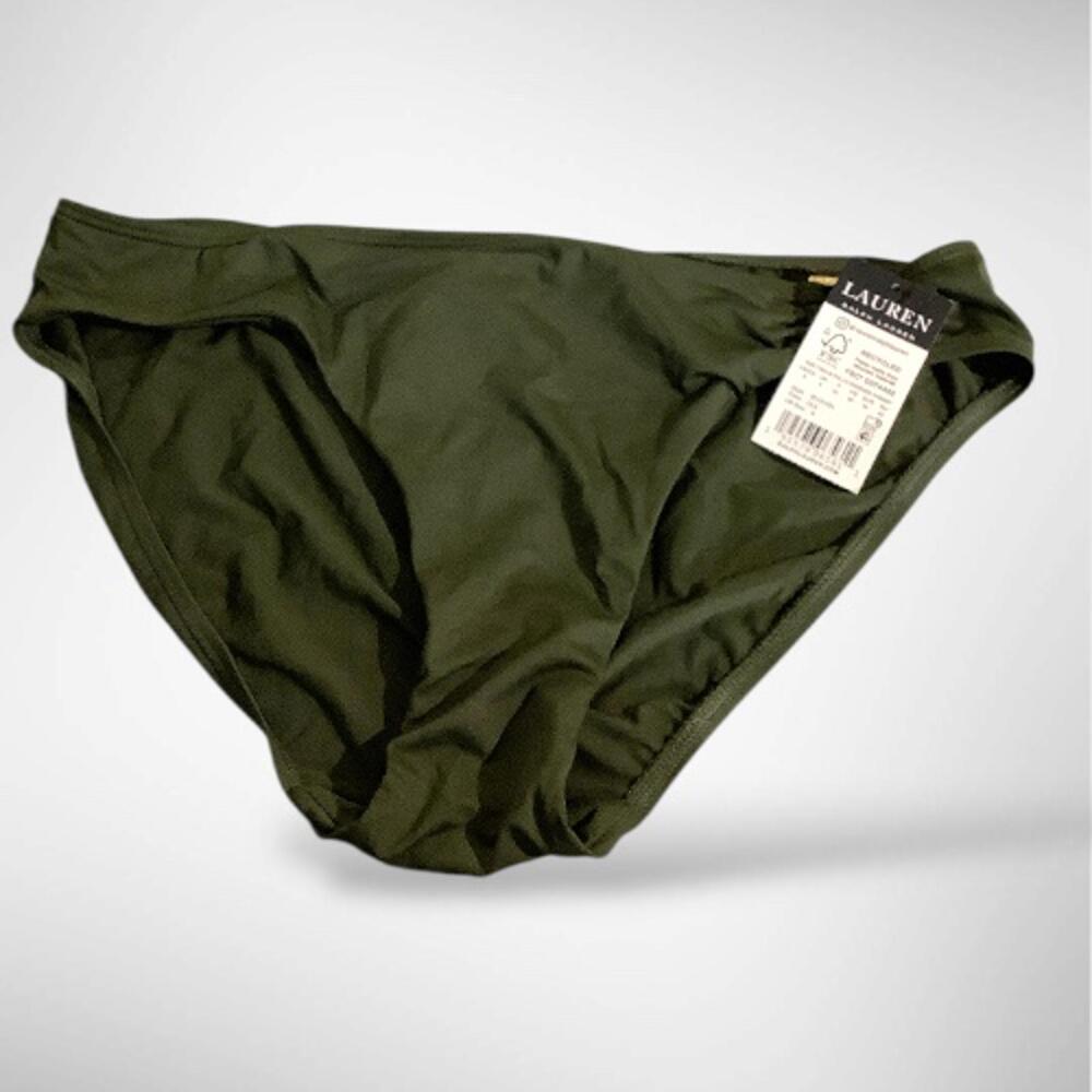 NWT Ralph Lauren Metallic-Ring Bikini Swimsuit Bottoms, Olive, Size 6 - Picture 3 of 3